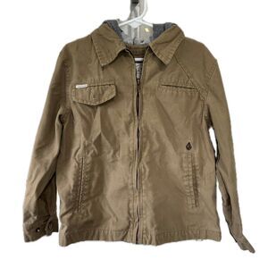 Volcom Toddler Boy Hooded Workwear Khaki Zip Up Hoodie Jacket M (5)
